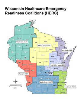 Map of Wisconsin Regional Healthcare Coalitions