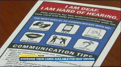 Visor cards for drivers who are deaf or hard of hearing.