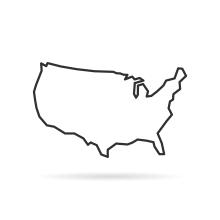 Line map of USA with shadow