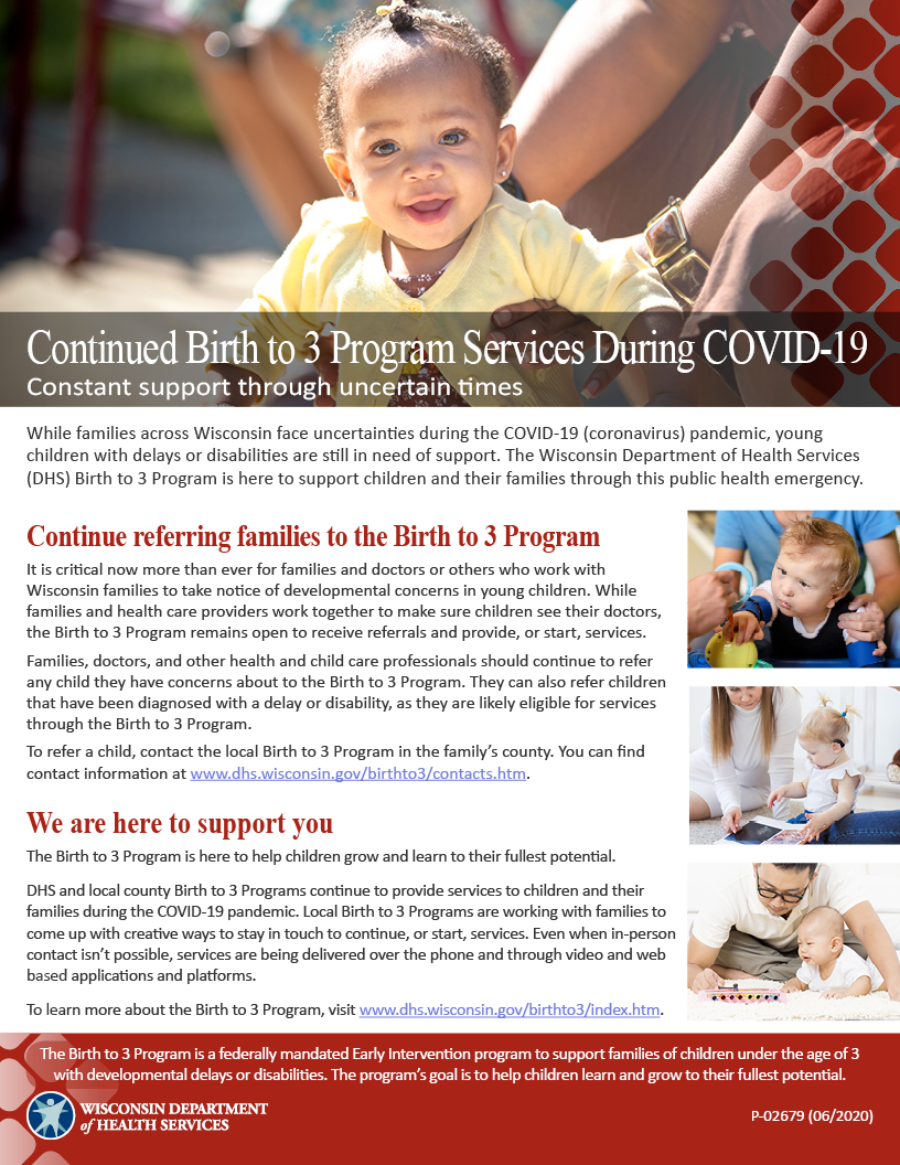 Birth To 3 Program Wisconsin Department Of Health Services