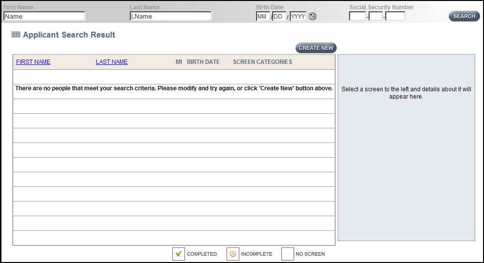 Screenshot of the CLTS FS application