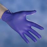 Blue latex glove