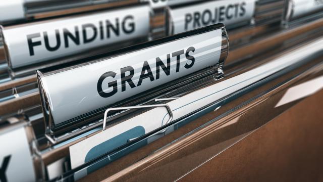 File folder with tab, "grants".