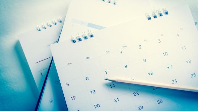 Calendars with pencil in blue tone