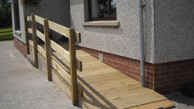 Accessibility ramp on a building