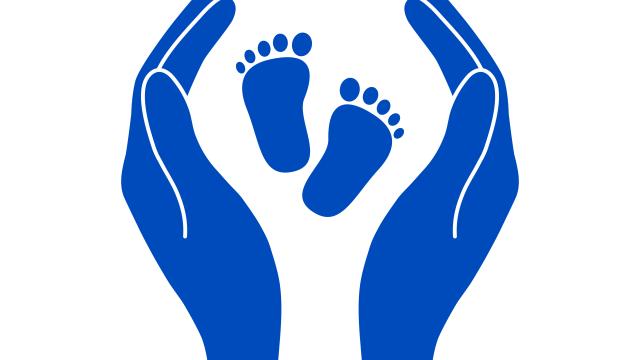 Protection icon of hands cupped around baby feet