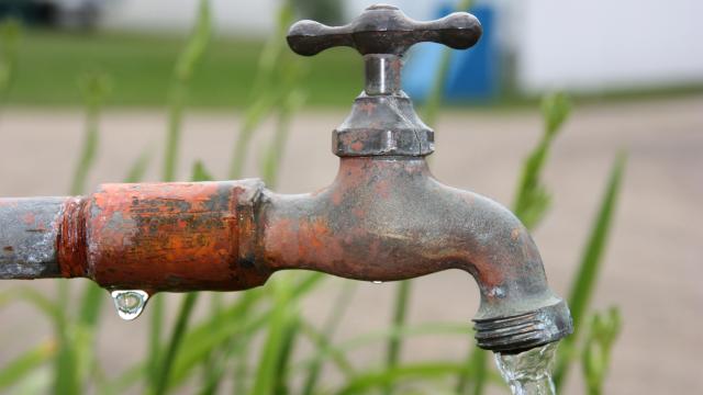 Rusty outdoor water faucet