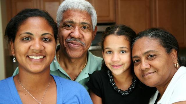 Close up of a family of four