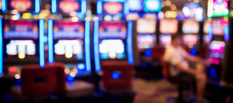 Blurry image of casino slot machines