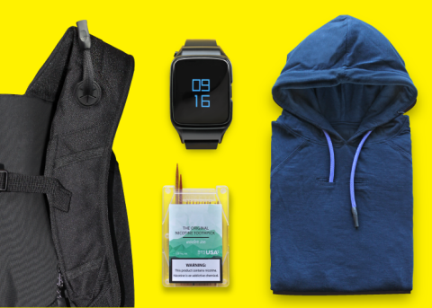 E-cigarette concealable items: watch, hoodie, toothpicks, jacket
