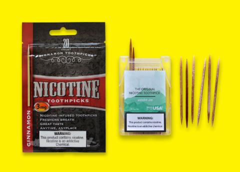 Nicotine toothpicks