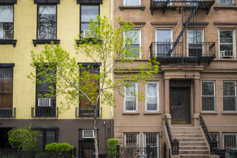 Fire escape at an urban apartment building.