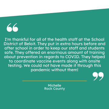 Thank you note to all helath staff at Beloit School District