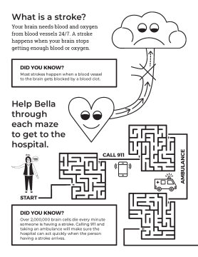 Image of stroke publication. Help Bella through the maze to the hospital