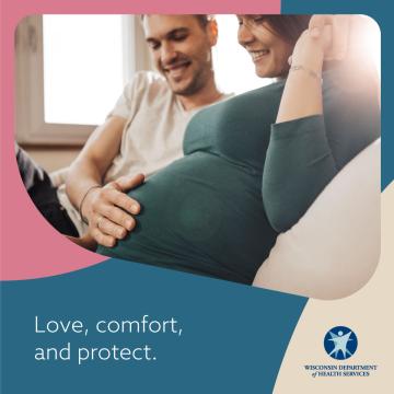 Love, Comfort, and Protect, person with hand on pregnant person's belly