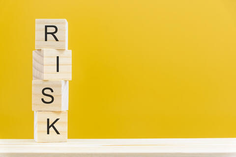 A stack of wood blocks with "risk".