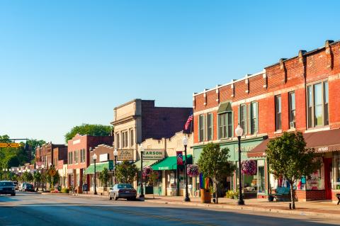 A city with old buildings.