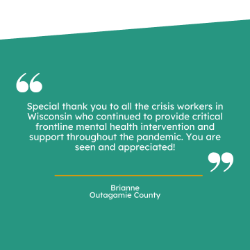 Thank you note to all crisis workers in Wisconsin