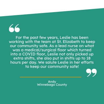 Thank you note to Leslie at St. Elizabeth