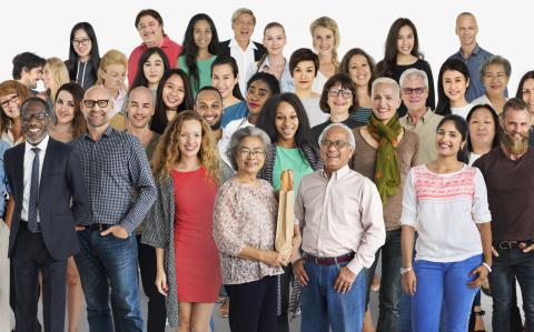 Group of young and older adults