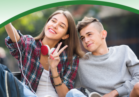 Tobacco Program image of two young people taking a selfie