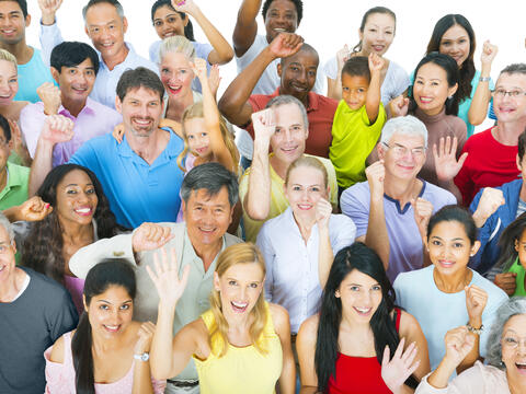 Large group of people celebrating