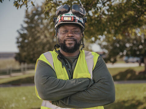 Closeup of FSET participant wearing construction gear