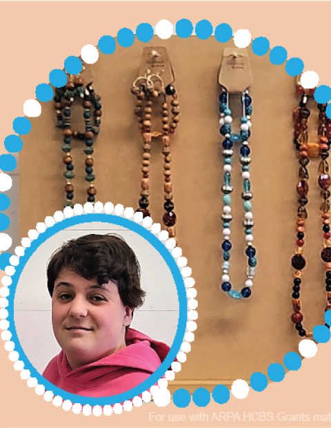 And ODC client with their hand crafted jewelry.
