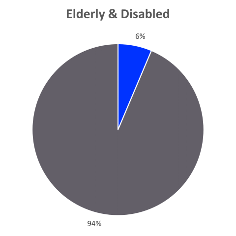 Elderly and Disabled Enrollment by Ethnicity: 6% Hispanic, 94% not Hispanic
