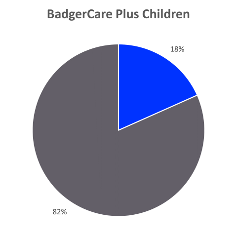 BadgerCare Plus Children Enrollment by Ethnicity: 18% Hispanic, 82% not Hispanic