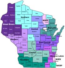 A map of Wisconsin for income maintenance.