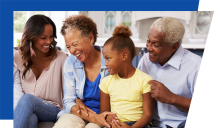 You Stop the Spread: Multi-generational family laughing