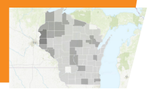 Map of Wisconsin with county outlines