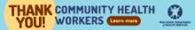 Ad with text reading, "Thank you Community Health Workers,"