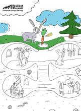 Coloring page with bunnies