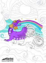 Coloring page with a dragon