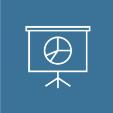 Icon of a graph on a display board