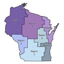 Wisconsin trauma map by region