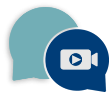 Interactive services icon, speech bubbles with camera