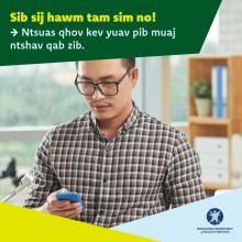 Prediabetes, prevent diabetes, person with phone, Hmong