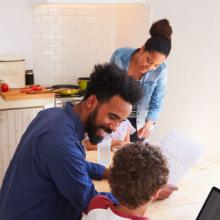 Family at kitchen table