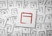 Illustration of calendar pages with numbers with a blank page in center