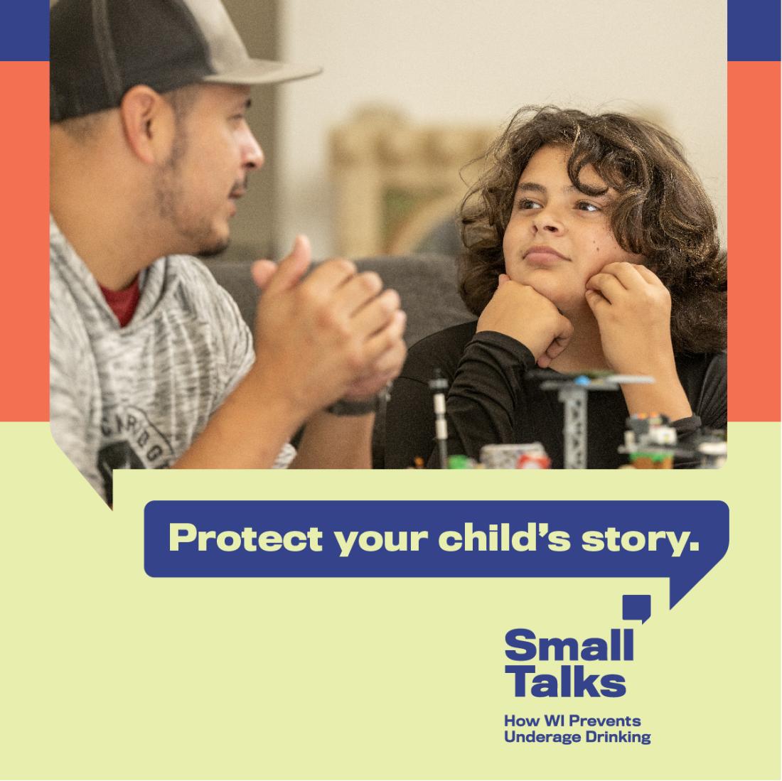 Protect your child's story: adult with child.
