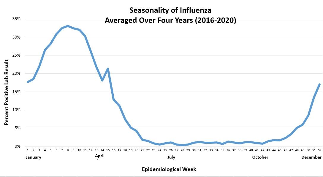 Graph showing the seasonality of influenza