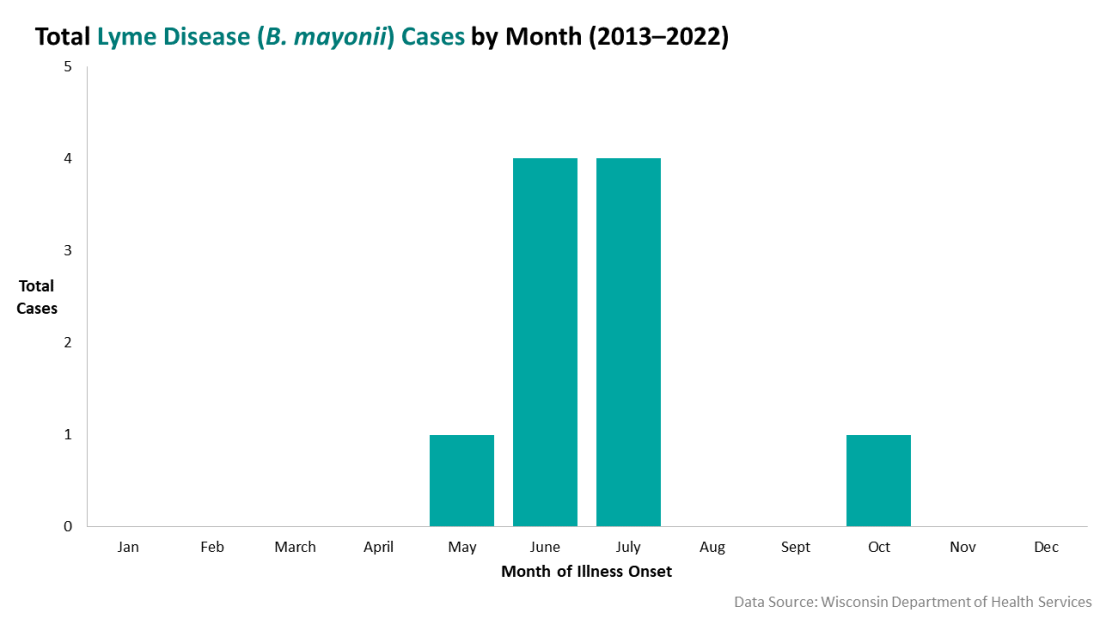 B. mayonii, Lyme disease cases by month