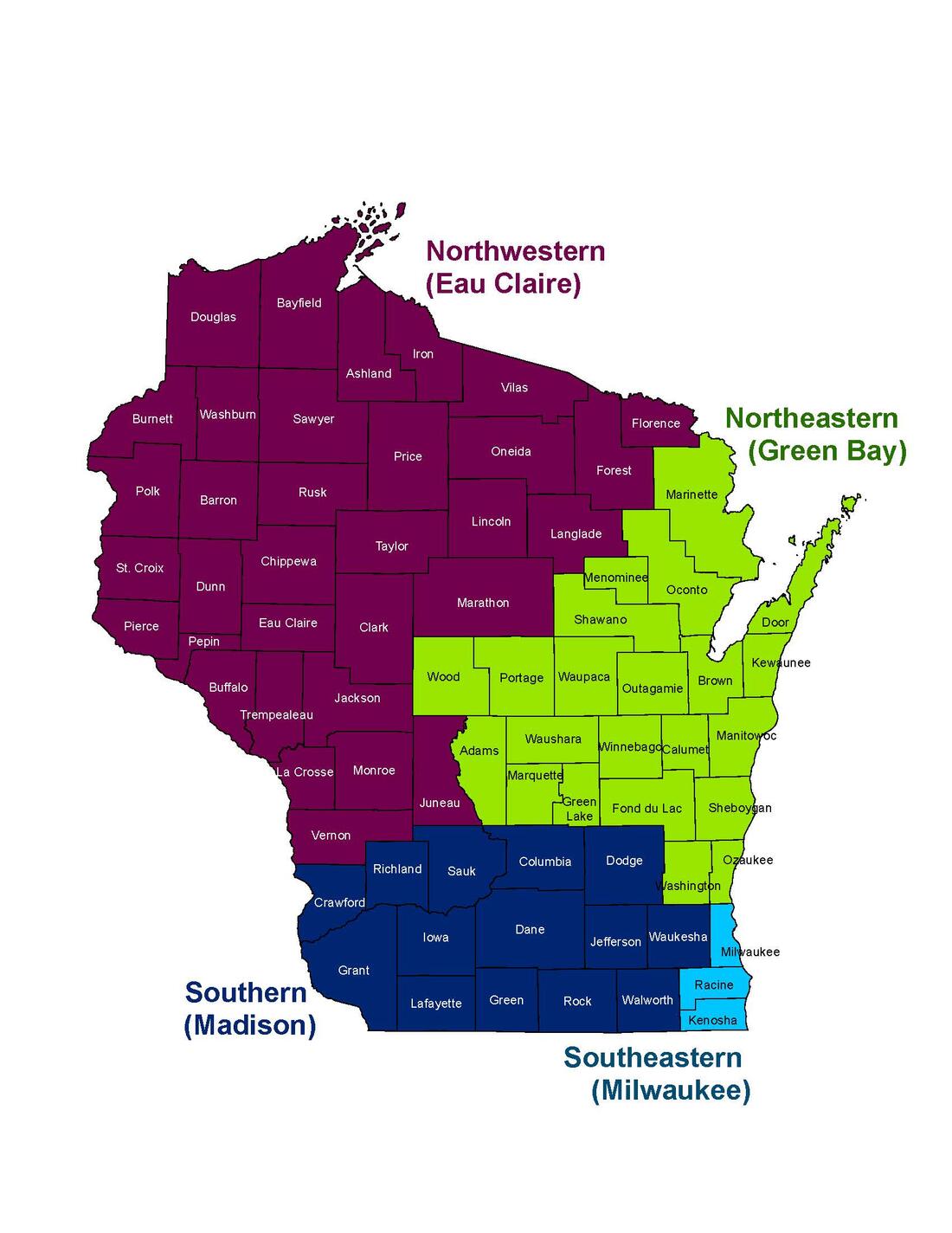 Bureau of Assisted living counties served by regional offices map