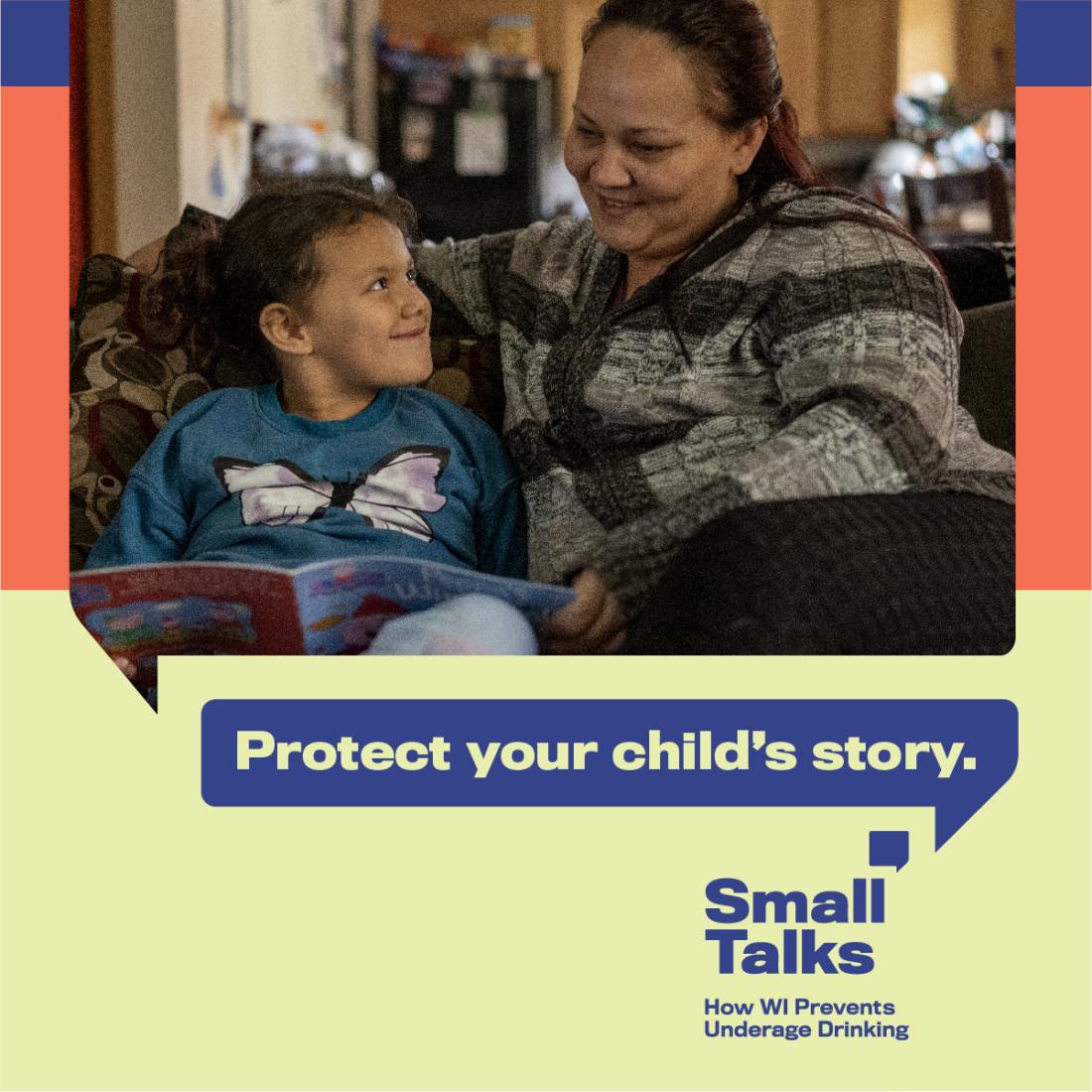 Protect your child's story: adult with child.