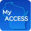My Access on blue Wisconsin state with blue background
