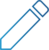 Symbol of a blue outline of a pencil
