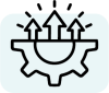 Icon of bottom half of a gear with three arrows on top
